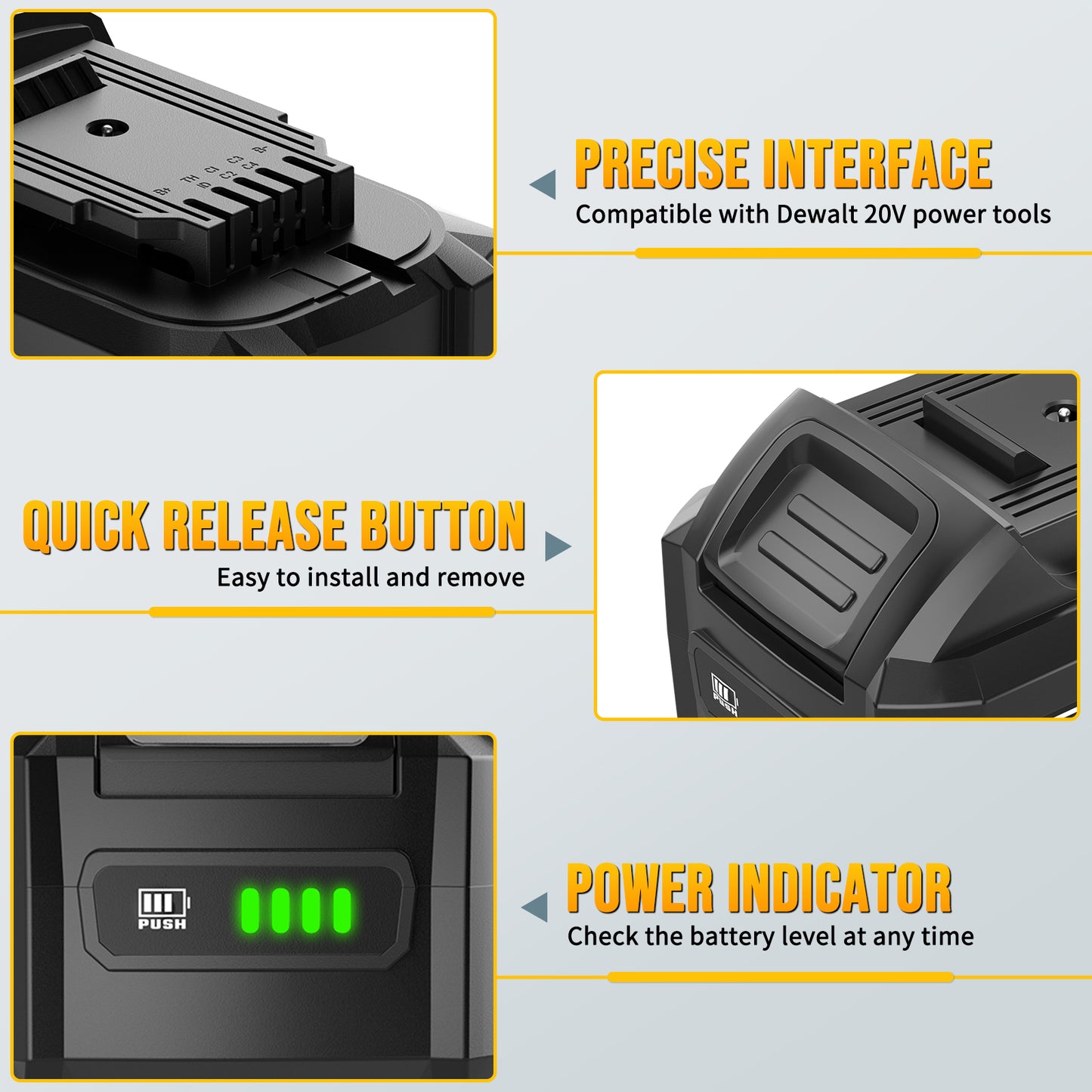 2 Packs 8.0Ah Battery, Compatible with Dewalt 20V Max Cordless Power Tools & Chargers