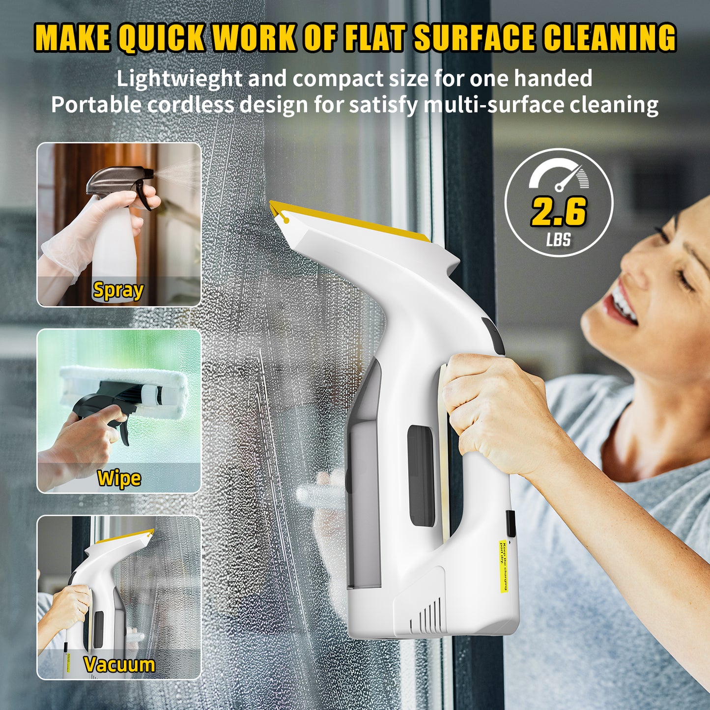 Cordless Window Vacuum Cleaner, Squeegee Tool Set