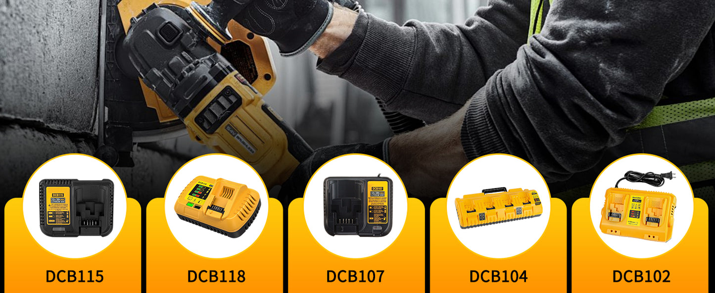 2 Packs 8.0Ah Battery, Compatible with Dewalt 20V Max Cordless Power Tools & Chargers