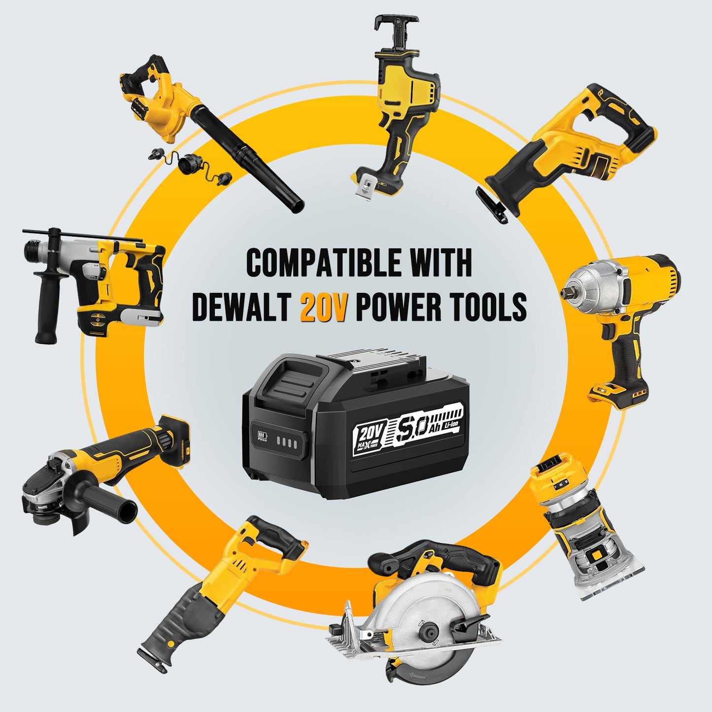 2 Packs 8.0Ah Battery, Compatible with Dewalt 20V Max Cordless Power Tools & Chargers