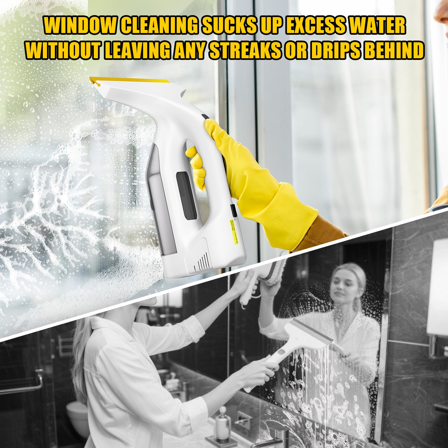 Cordless Window Vacuum Cleaner, Squeegee Tool Set