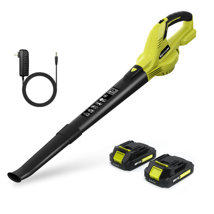 Leaf Blower - 20V Leaf Blower Cordless with 2pcs Battery & Charger, Electric Leaf Blower for Lawn Care, Battery Powered Leaf Blower Lightweight for Snow Blowing & Yard Cleaning