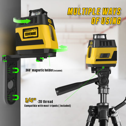 5 Lines Laser Level with Tripod,  Self-leveling Green Cross Line
