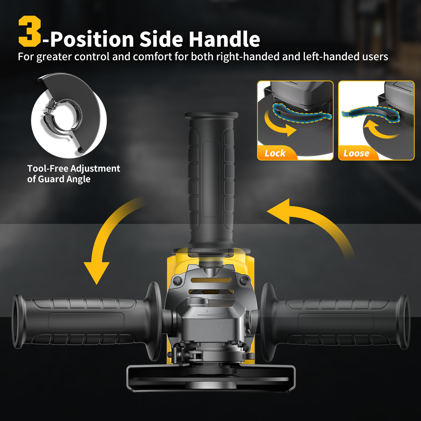 Coredless Angle Grinder Yellow [No Battery]