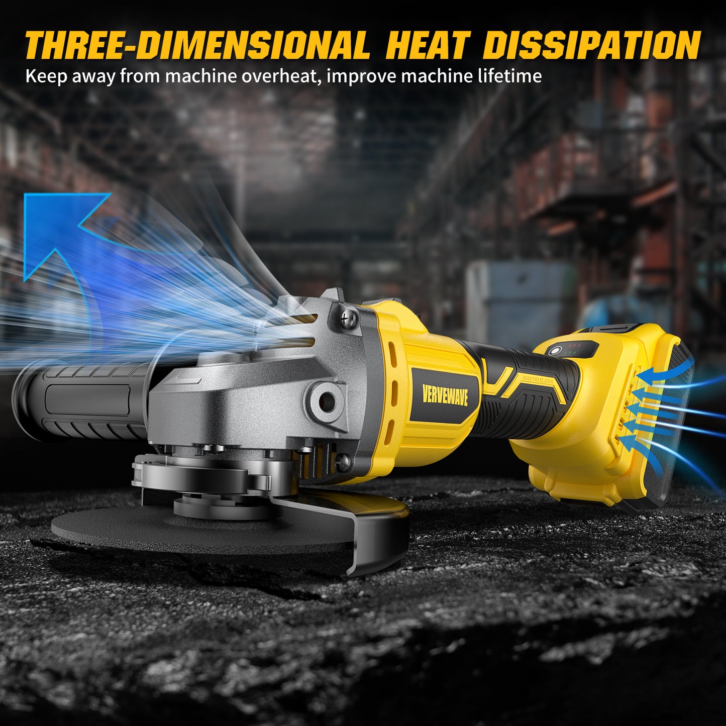 Coredless Angle Grinder Yellow [No Battery]