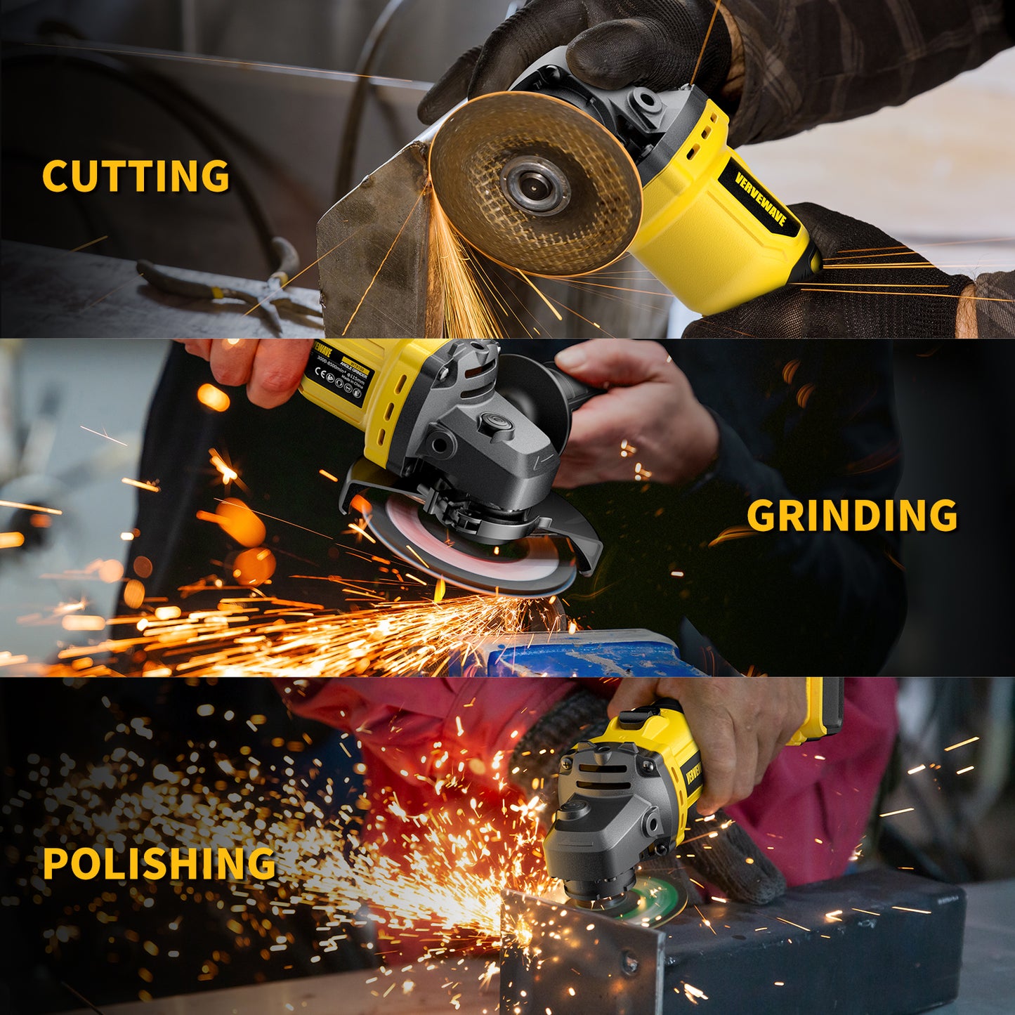 Coredless Angle Grinder Yellow [No Battery]