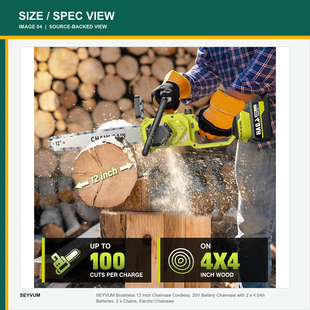 SEYVUM Cordless Chainsaw Kit — product view 2