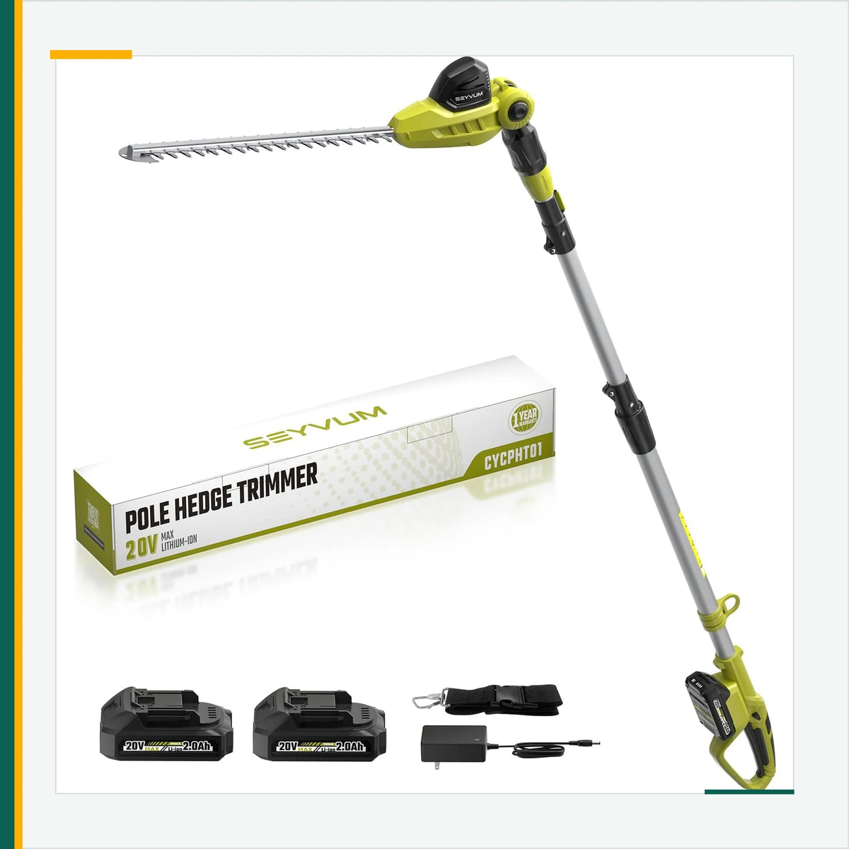 SEYVUM Cordless Pole Hedge Trimmer Kit — product view 1