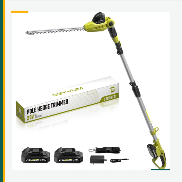 SEYVUM Cordless Pole Hedge Trimmer Kit