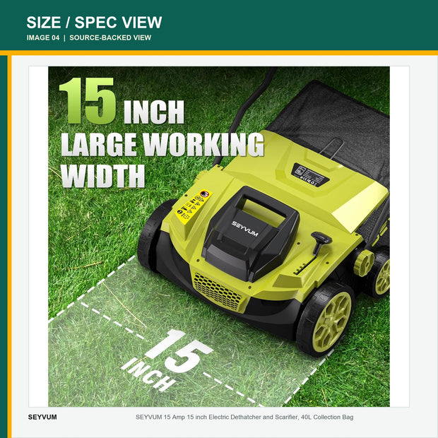 SEYVUM Electric Dethatcher and Scarifier — product view 2