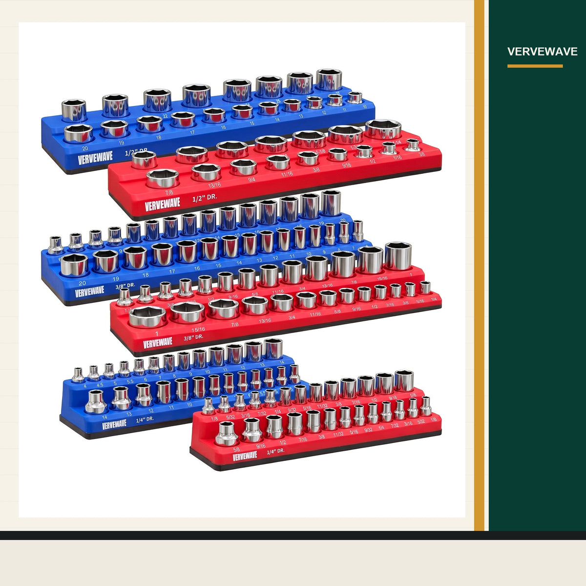 VERVEWAVE magnetic socket holder set with display sockets