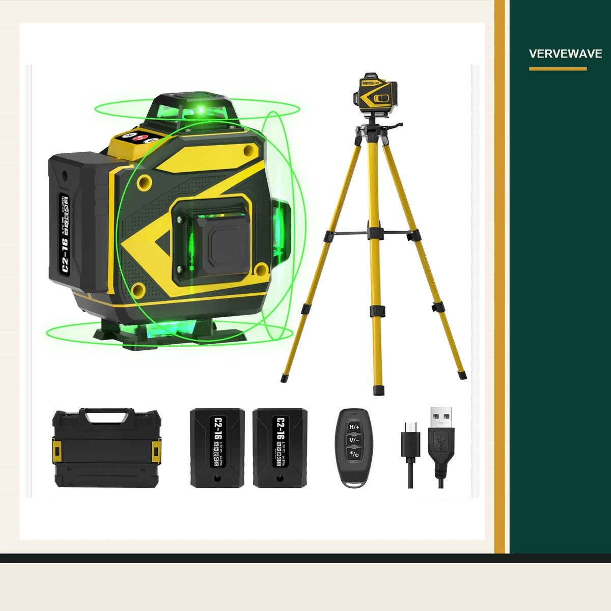 VERVEWAVE Green Laser Level Kit with Tripod — product view 1