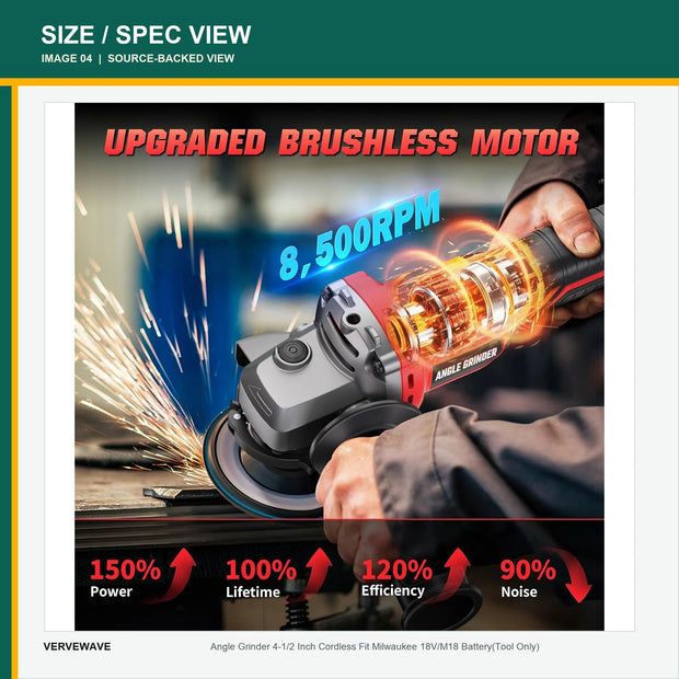 VERVEWAVE Cordless Angle Grinder — product view 2