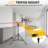 Tripod mount and 262 ft measuring range graphic