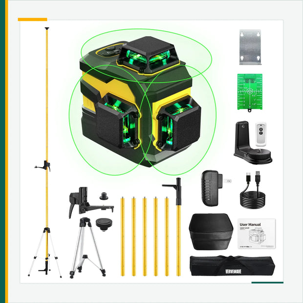 VERVEWAVE Green Laser Level Kit