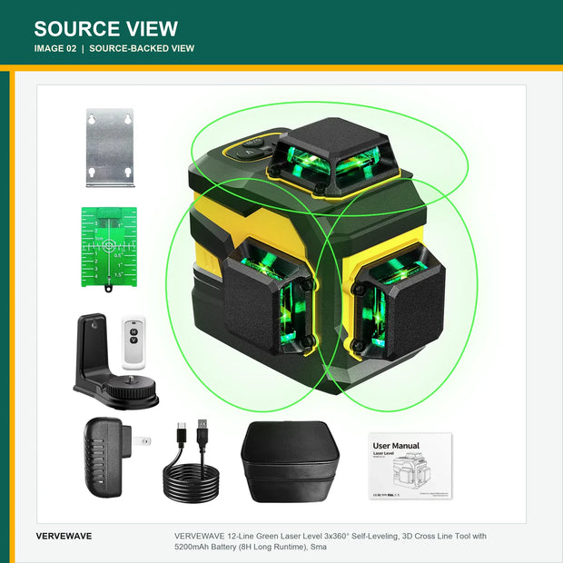 VERVEWAVE Green Laser Level Kit — product view 2