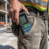 Laser distance measure in worker tool belt