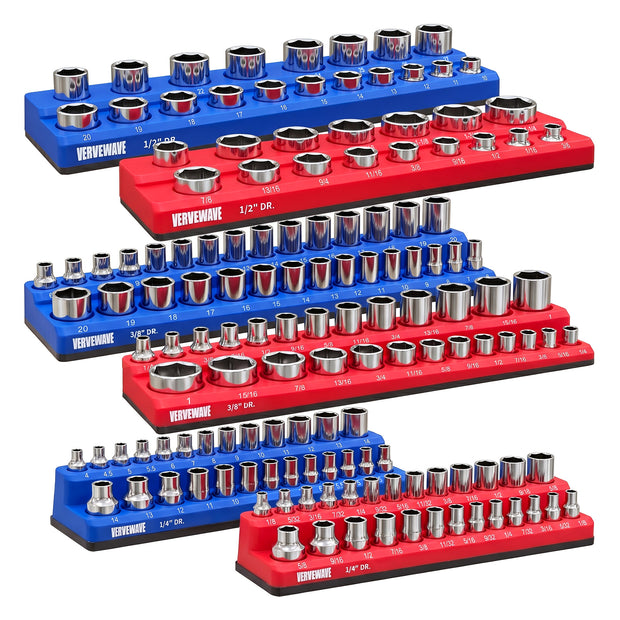 VERVEWAVE Magnetic Socket Holder Set for 1/4, 3/8 and 1/2 in Drive