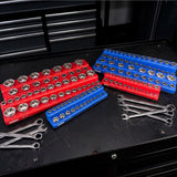 Socket holders organized in tool drawer